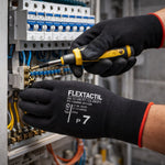 Luva de Proteção Multitato Abrasão Antiestática Tricotada em Nylon e Poliuretano Preto Danny Flextáctil DA-12.100PT C.A 29014