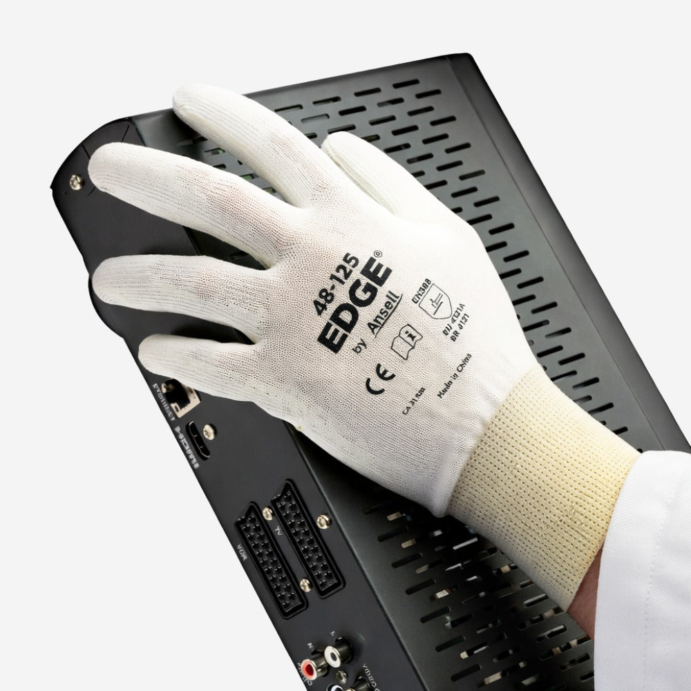 Luva de Proteção Multitato Abrasão Tricotada Poliuretano Branca Ansell EDGE 48-125 C.A 31928