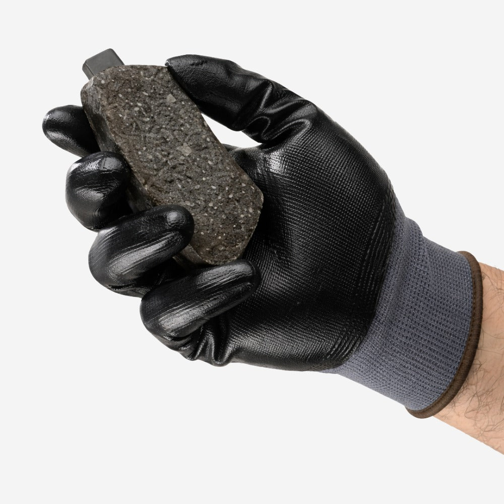 Luva de Proteção Multiuso Abrasao Óleo Tricotada Banho Nitrílico Cinza e Preta Ansell EDGE 48-128 C.A 38312