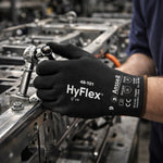 Luva de Proteção Multiuso Abrasão Tricotada Poliuretano Preta Ansell HyFlex 48-101 C.A 16722