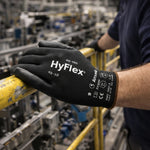 Luva de Proteção Multiuso Abrasão Tricotada Poliuretano Preta Ansell HyFlex 48-101 C.A 16722