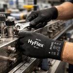 Luva de Proteção Multiuso Abrasão Tricotada Poliuretano Preta Ansell HyFlex 48-101 C.A 16722