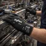 Luva de Proteção Multiuso Abrasão Tricotada Poliuretano Preta Ansell HyFlex 48-101 C.A 16722