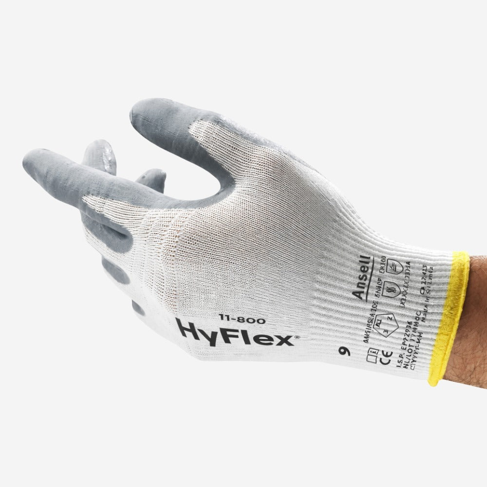 Luva de Proteção Multiuso Tricotada Espuma de Nitrilo Cinza Ansell HyFlex 11-800 C.A 12413