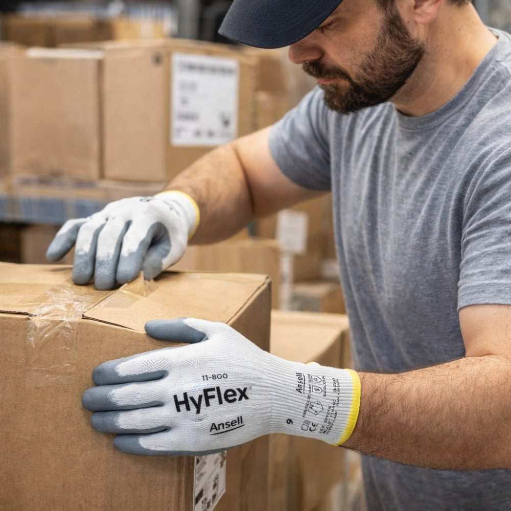 Luva de Proteção Multiuso Tricotada Espuma de Nitrilo Cinza Ansell HyFlex 11-800 C.A 12413