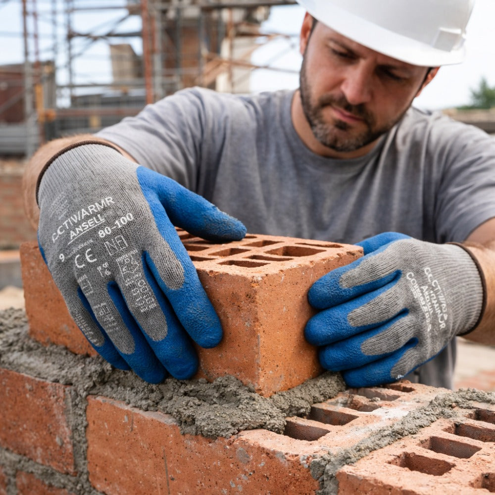 Luva de Proteção Multiuso Tricotada Látex de Borracha Natural Azul Ansell ActivArmr 80-100 C.A 12509