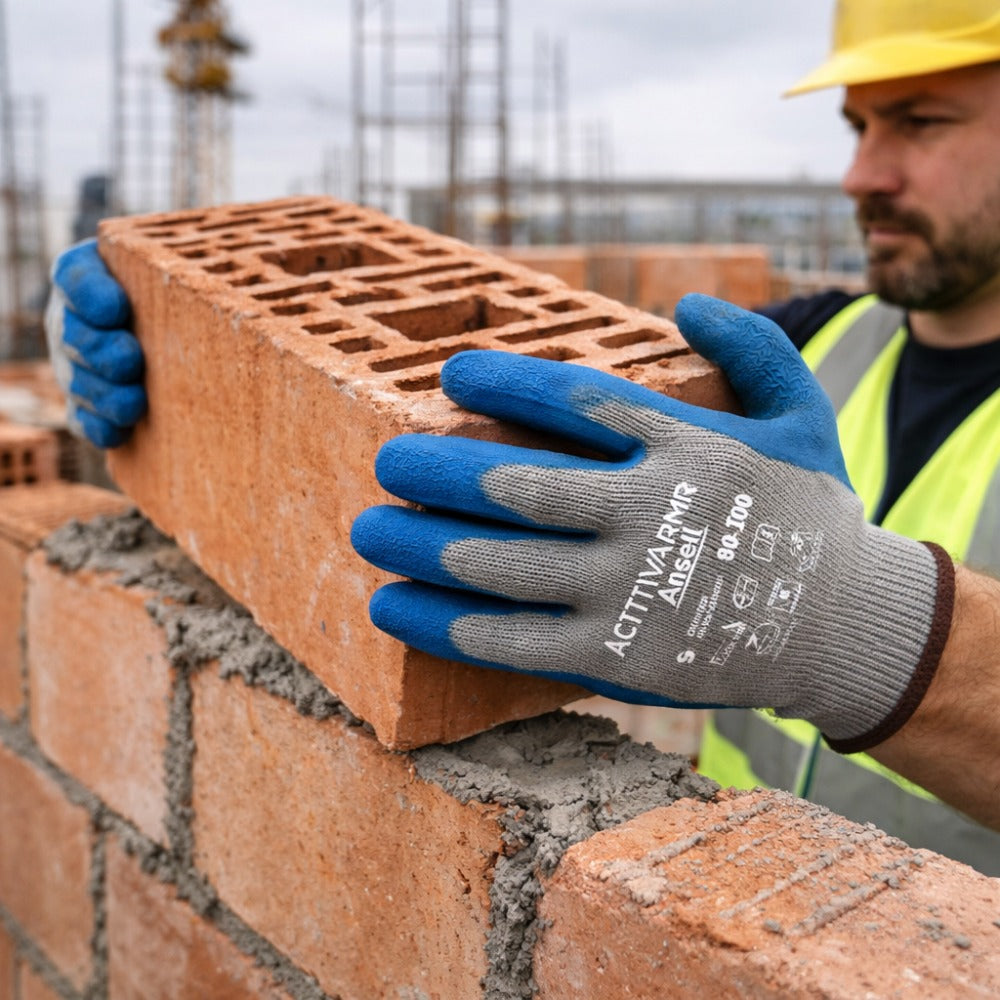 Luva de Proteção Multiuso Tricotada Látex de Borracha Natural Azul Ansell ActivArmr 80-100 C.A 12509