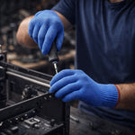 Luva de Proteção Para Trabalho Tricotada Poliéster Elastano Azul Ansell HyFlex 72-285 C.A 28842