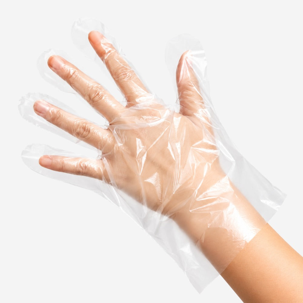 Luva de Proteção Plástica Descartável para Alimentos Polietileno HDPE Transparente Sem Pó Ambidestra Não Estéril Rugosa Caixa com 100 Unidades Medix