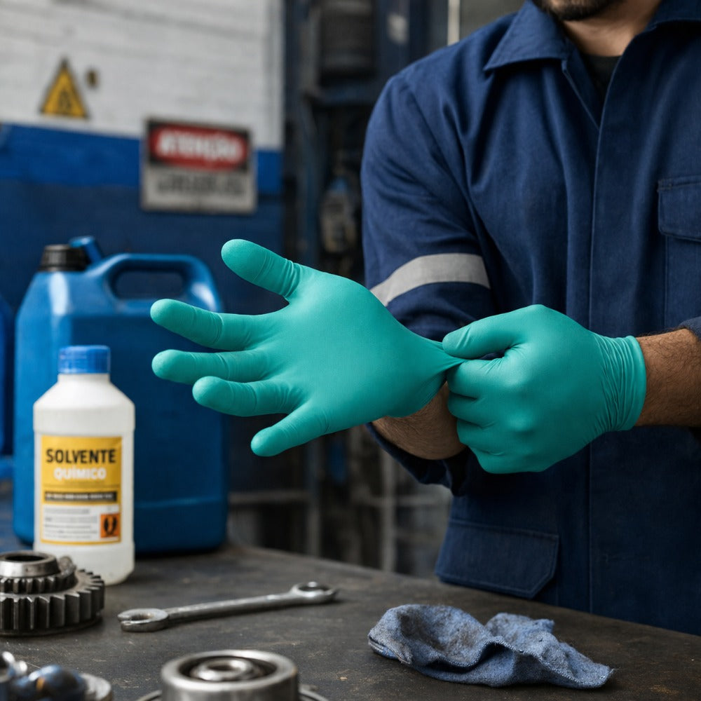 Luva de Proteção Procedimento Produtos Químicos Nitrílica Sem Pó Caixa com 50 Unidades Azul Ansell MICROFLEX 93-260 C.A 46060