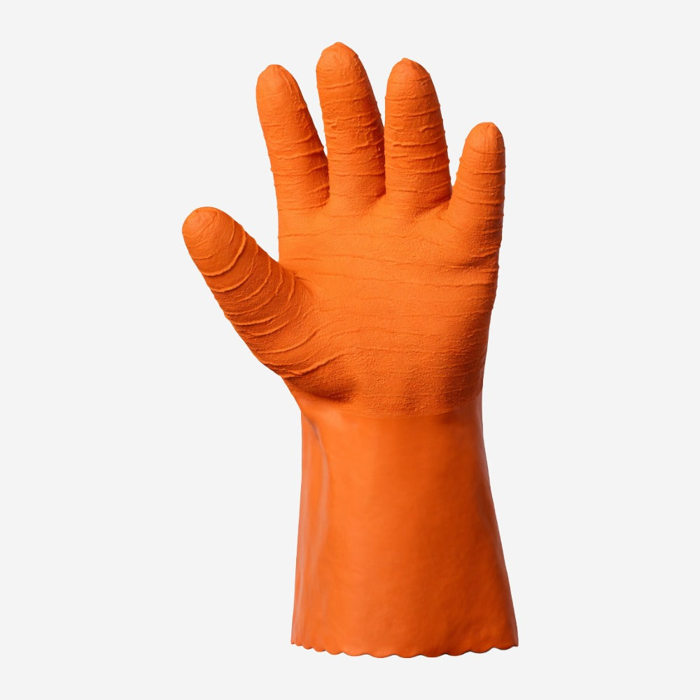Luva de Proteção Produtos Químicos Abrasão Altas Temperatura Até 250º C Látex Laranja Danny Coral DA-SL530 C.A 15366