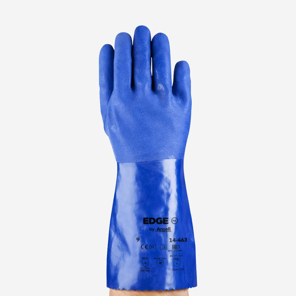 Luva de Proteção Produtos Químicos Abrasão PVC Azul 36cm Ansell EDGE 14-663 C.A 26043