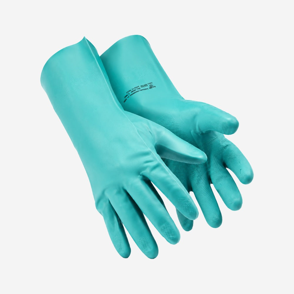 Luva de Proteção Produtos Químicos Abrasão e Umidade para Limpeza Borracha Nitrílica Verde Grip Diamante Super Safety Nitro Green CA 33334