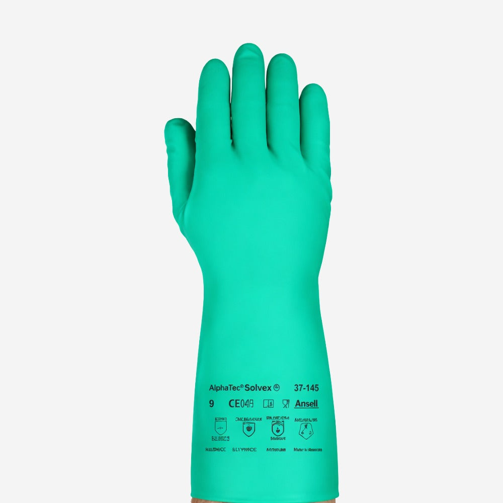 Luva de Proteção Produtos Químicos Nitrílica Verde 33cm Ansell AlphaTec Solvex 37-145 C.A 12704