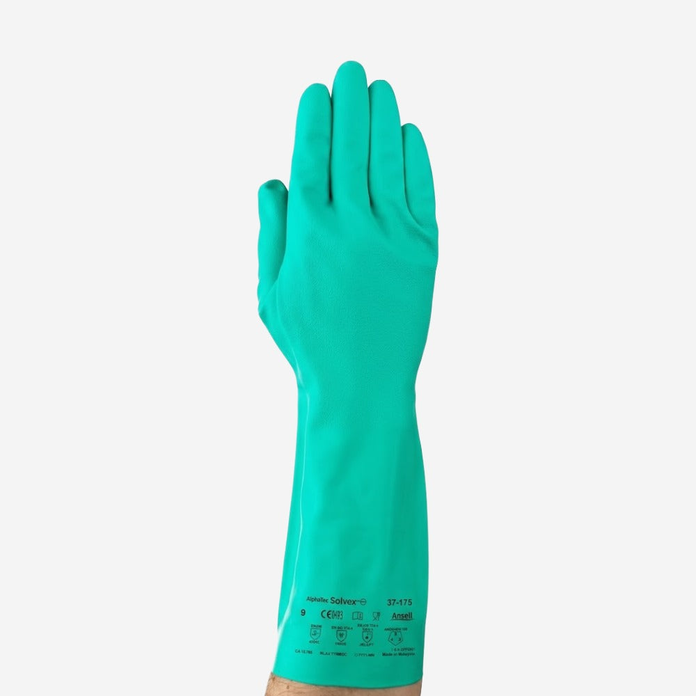 Luva de Proteção Produtos Químicos Nitrílica Verde 33cm Ansell AlphaTec Solvex 37-175 C.A 12705