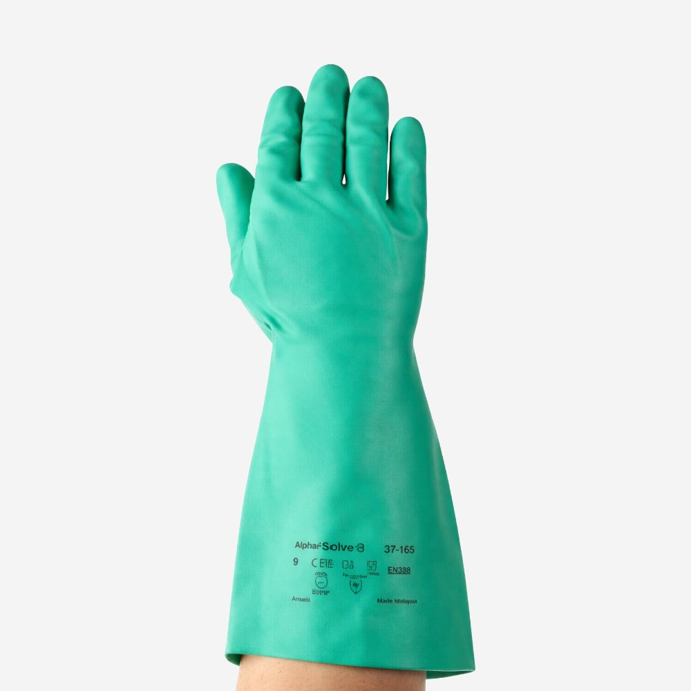 Luva de Proteção Produtos Químicos Nitrílica Verde 38cm Ansell AlphaTec Solvex 37-165 C.A 12598