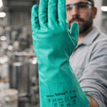 Luva de Proteção Produtos Químicos Nitrílica Verde 38cm Ansell AlphaTec Solvex 37-165 C.A 12598