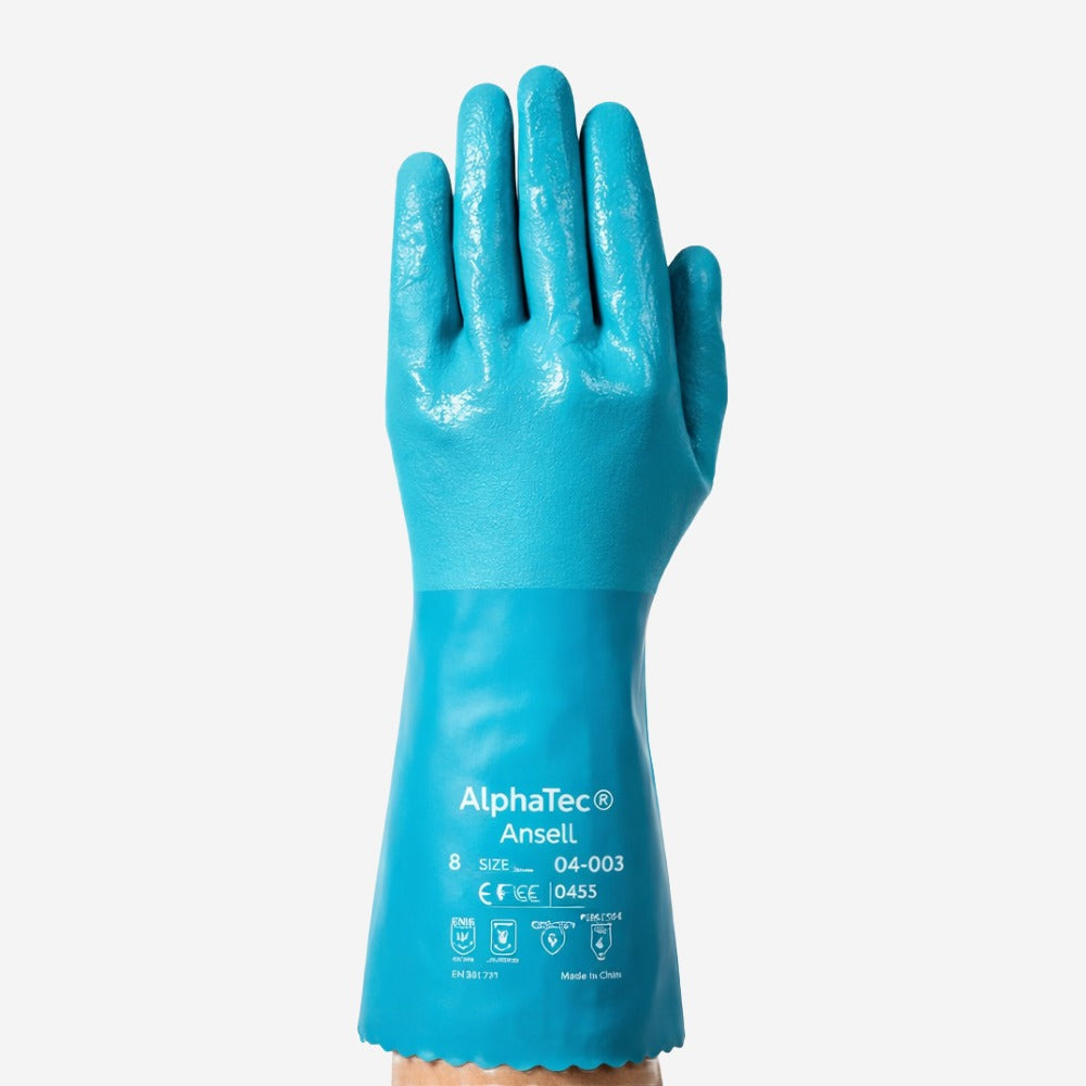 Luva de Proteção Produtos Químicos Óleo PVC e Nitrilo Azul Ansell AlphaTec 04-003 C.A 50778