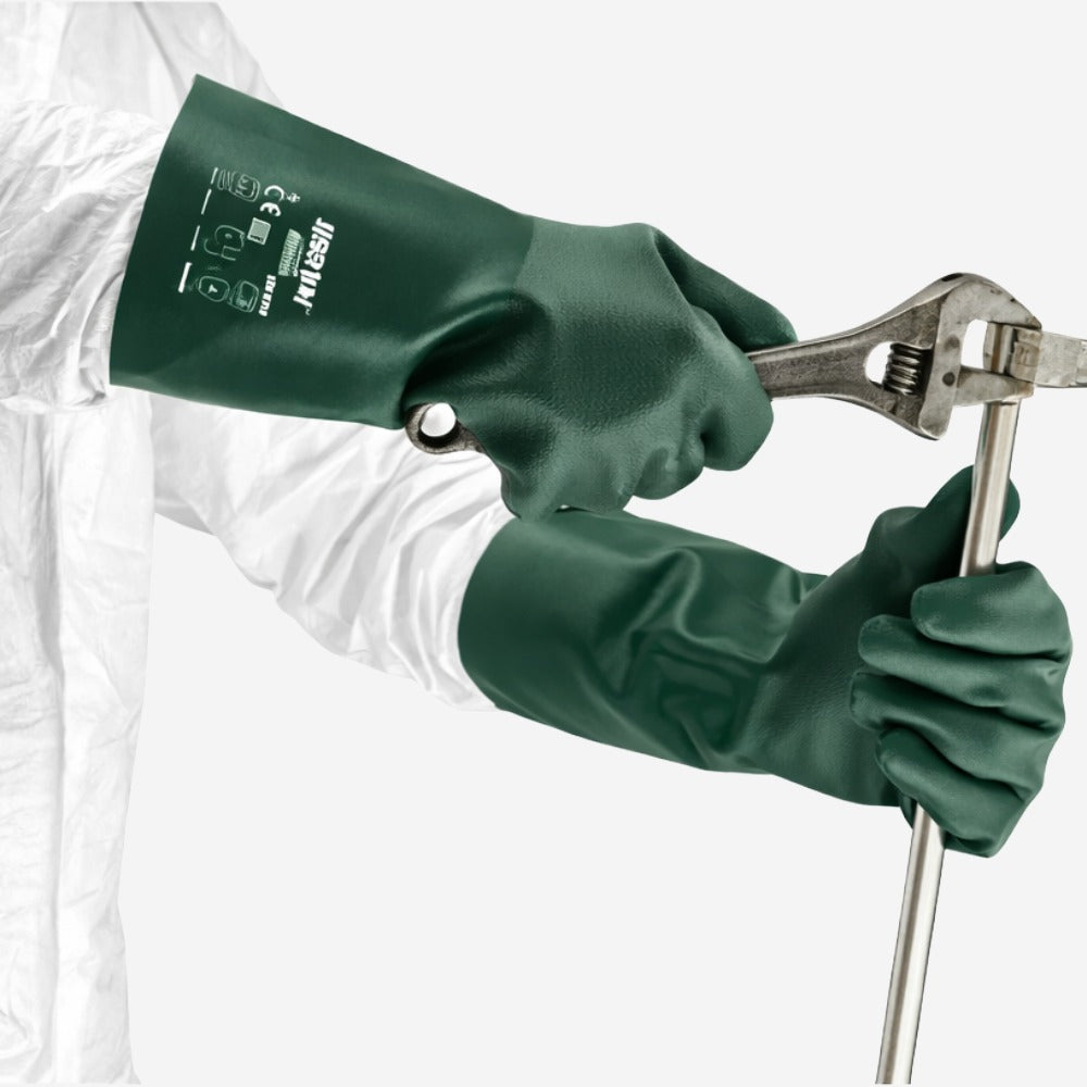 Luva de Proteção Produtos Químicos PVC Nitrílico Verde 35cm Ansell Snorkel 04-414 C.A 12786