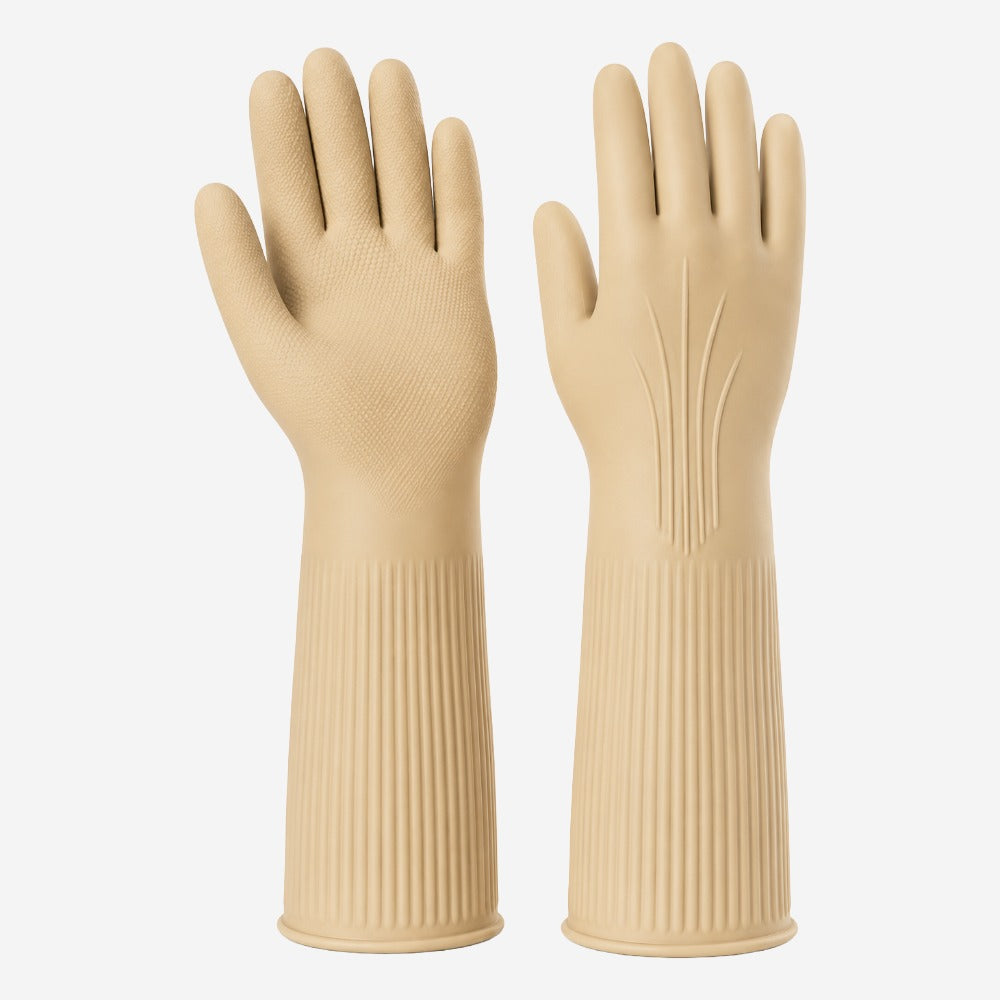 Luva de Proteção Produtos Químicos Tipo A Risco Biológico Limpeza Borracha Natural Bege Cano Longo Next Safety PURAGUARD LONGA PREMIUM 12.000 CA 51113