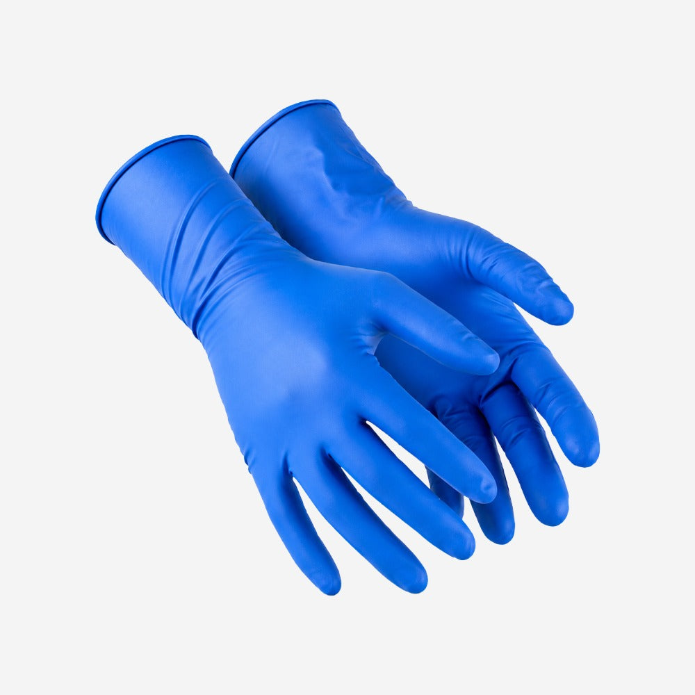 Luva de Proteção Produtos Químicos Tipo A Risco Biológico e Umidade para Limpeza Látex Natural Azul Silver Lined Super Safety Argent Silver CA 33332