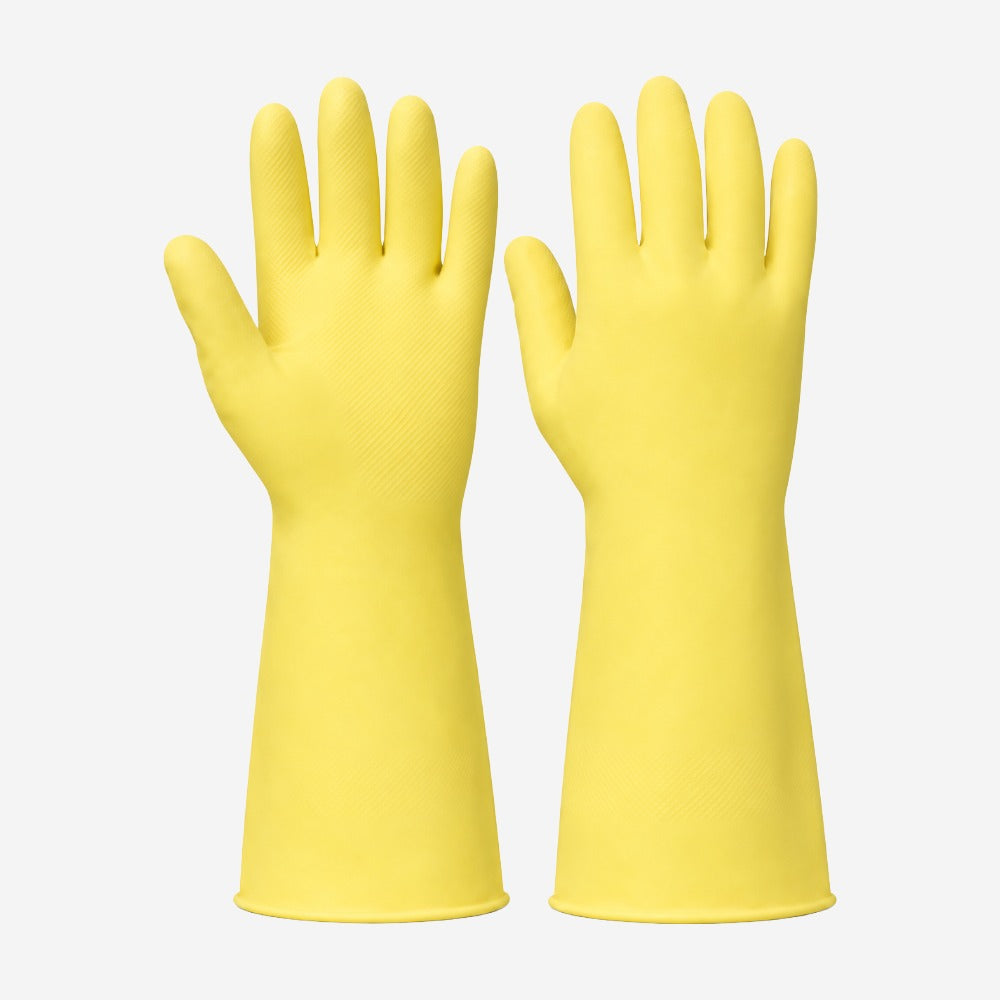 Luva de Proteção Produtos Químicos Tipo B Risco Biológico Limpeza Borracha Natural Látex Amarela Forro Algodão Next Safety PURAGUARD 10.100 CA 50941
