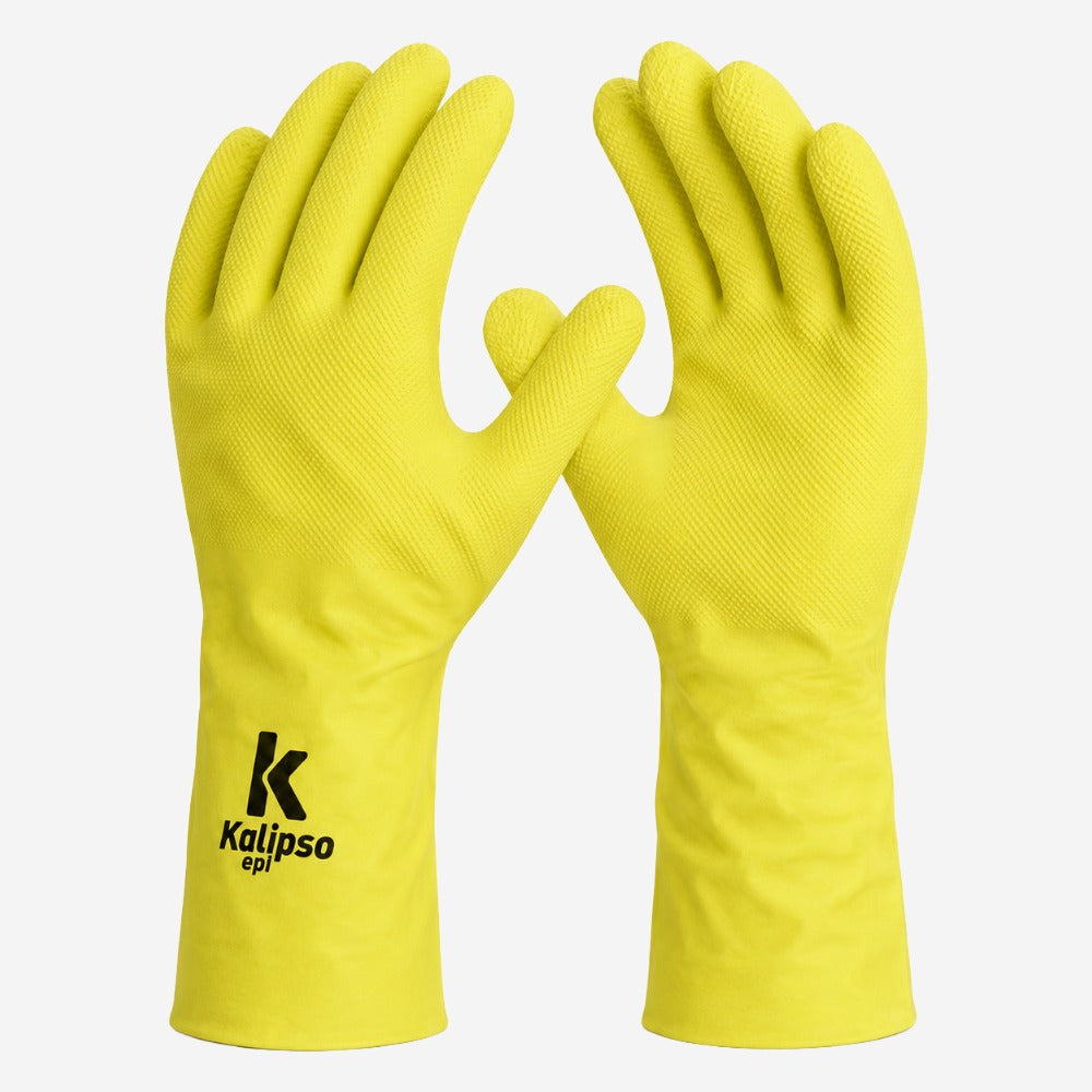 Luva de Proteção Produtos Químicos, Umidade e Riscos Mecânicos para Uso Profissional em Borracha Nitrílica Amarela Kalipso Nitrili-KA 03 CA 50695