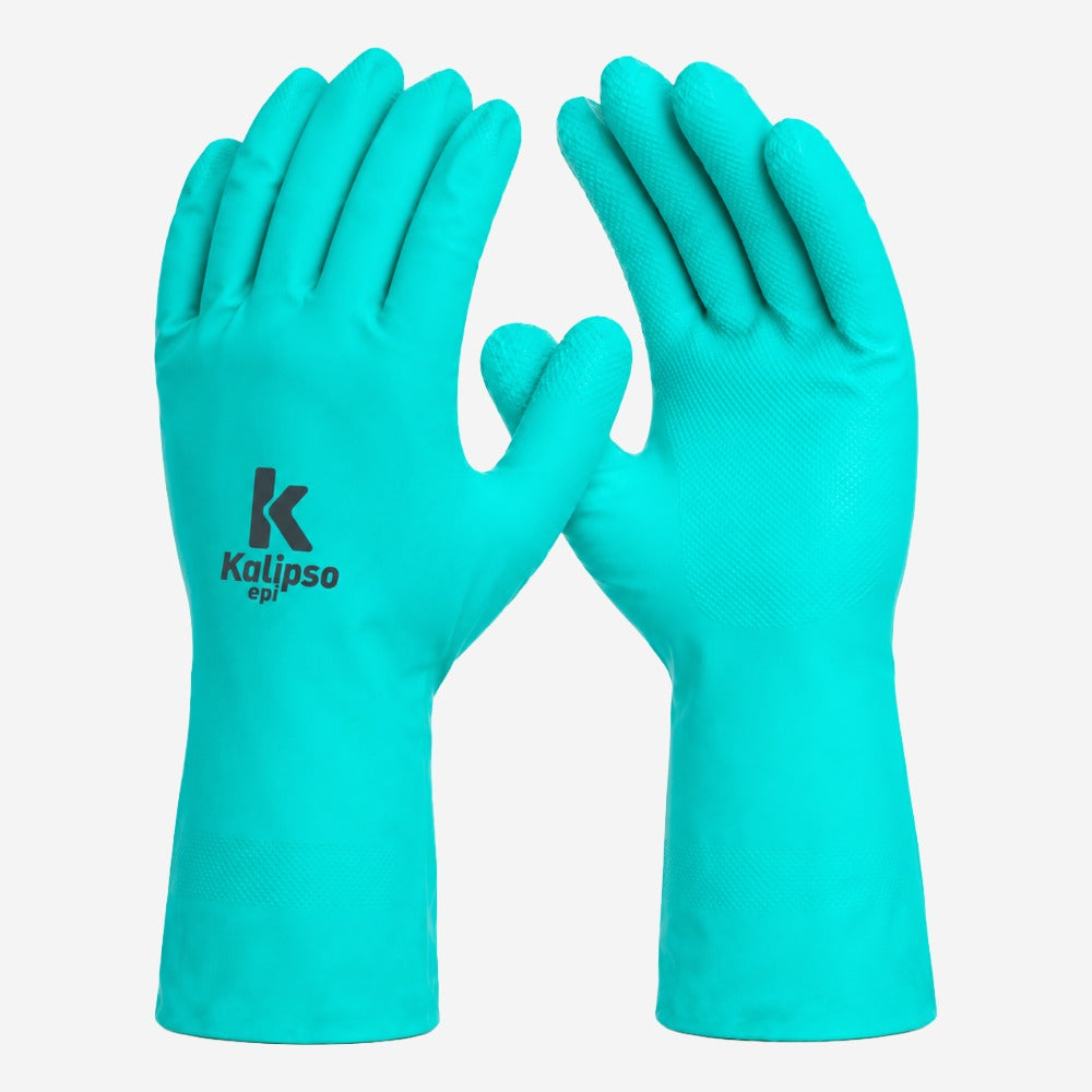 Luva de Proteção Produtos Químicos, Umidade e Riscos Mecânicos para Uso Profissional em Borracha Nitrílica Kalipso Nitrili-KA 10 Light CA 44042