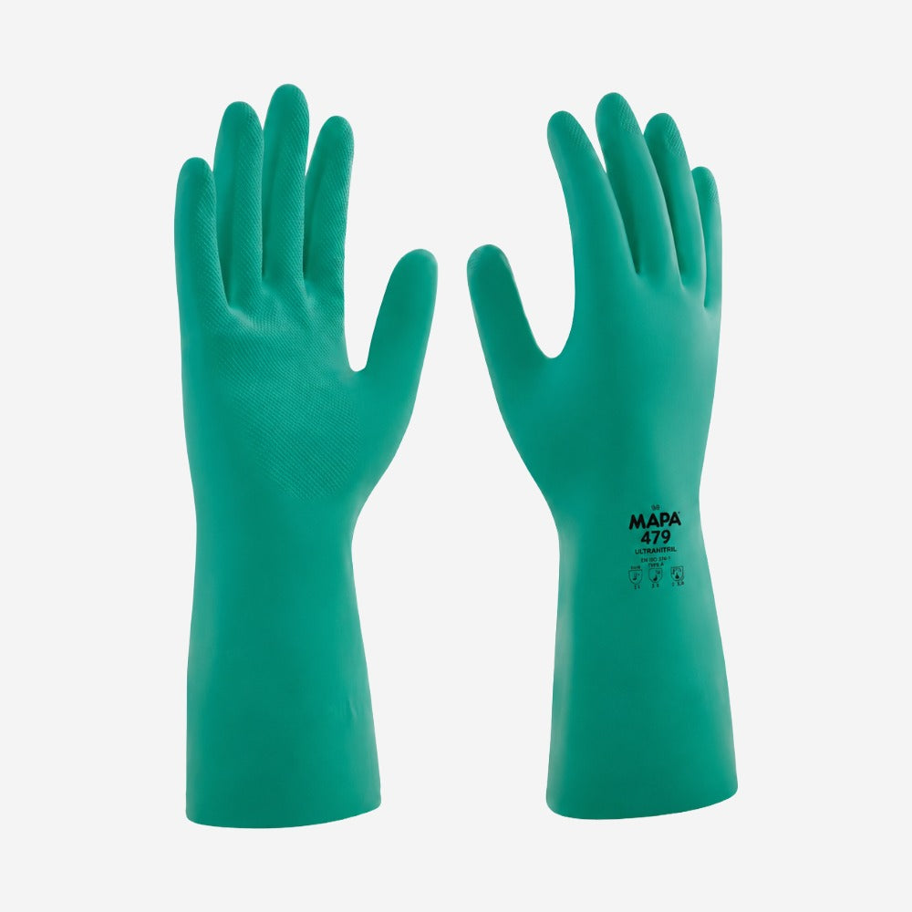 Luva de Proteção Produtos Químicos e Abrasão para Peças Oleosas Nitrílica Verde Mapa Professional Ultranitril A-15 479 CA 32967