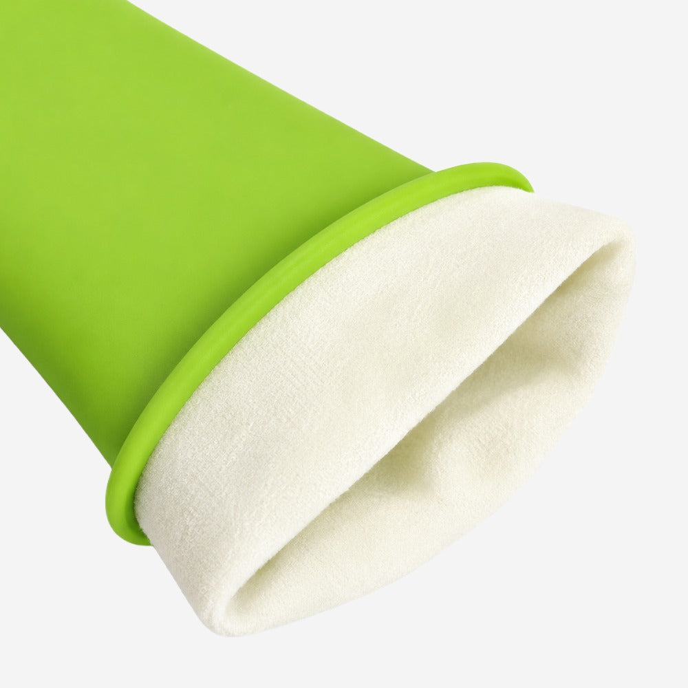 Luva de Proteção Química Biológica e Mecânica para Limpeza em Látex Natural Verde Flocada Antiderrapante Sanro Top CA 40045