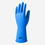 Luva de Proteção Química e Mecânica para Limpeza em Látex Natural Azul Interior Silver Antiderrapante Sanro Silver Sense CA 40134