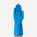 Luva de Proteção Reutilizável Produtos Químicos Alimentos Abrasão Nitrílica Azul Ansell AlphaTec 37-210 C.A 33858