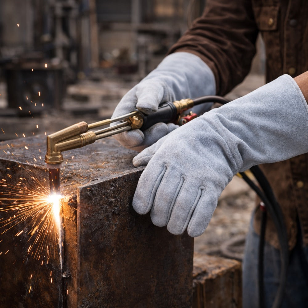 Luva de Raspa Contra Rasgos e Perfurações Com Reforço no Polegar e Indicador Punho 15 cm Fena Luvas C-20CRR C.A 8048