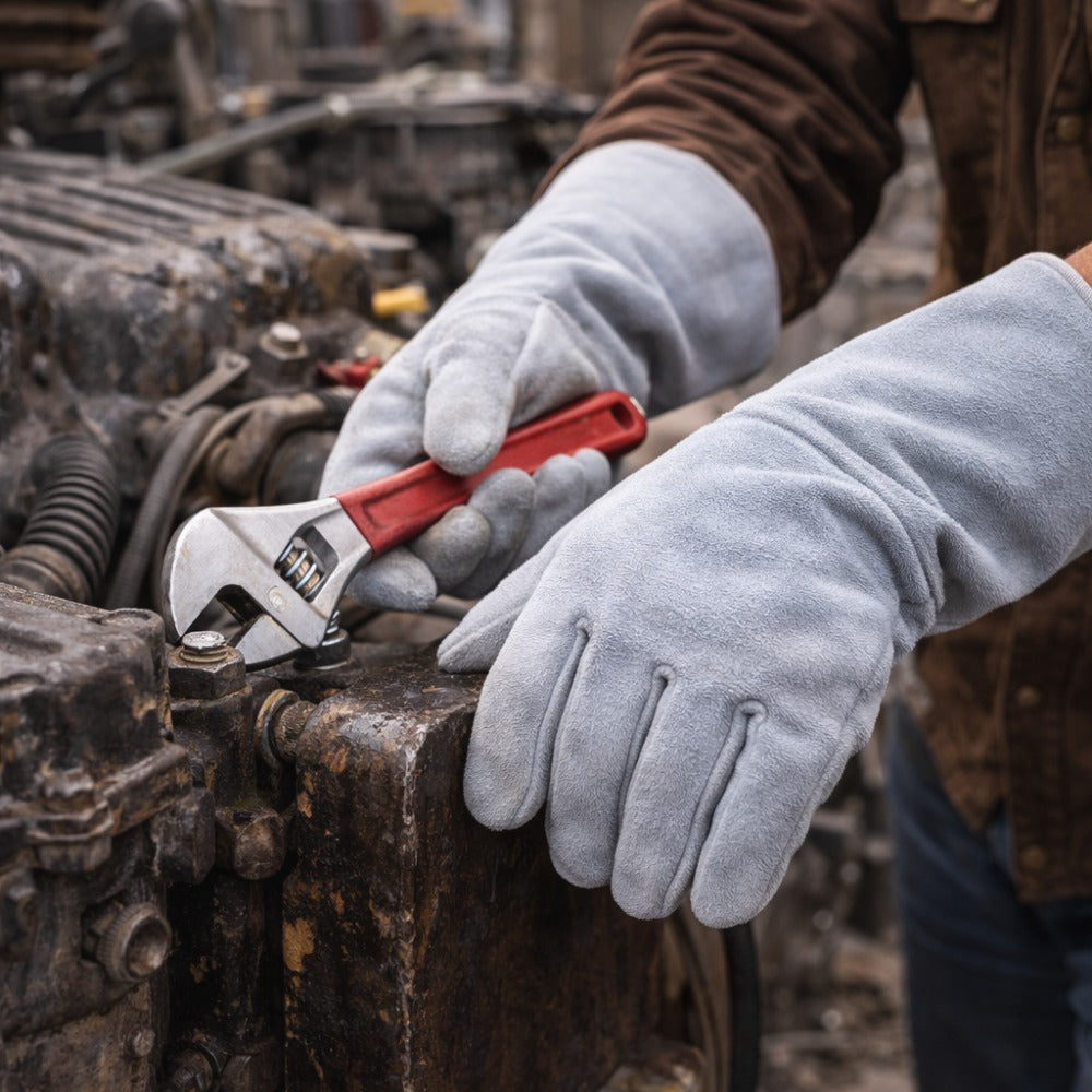 Luva de Raspa Contra Rasgos e Perfurações Com Reforço no Polegar e Indicador Punho 15 cm Fena Luvas C-20CRR C.A 8048