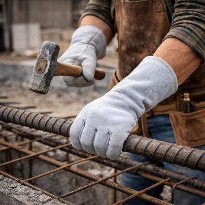 Luva de Raspa Contra Rasgos e Perfurações Com Reforço no Polegar e Indicador Punho 7cm Fena Luvas C-07CRR C.A 8048