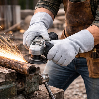 Luva de Raspa Contra Rasgos e Perfurações Com Reforço no Polegar e Indicador Punho 7cm Fena Luvas C-07CRR C.A 8048