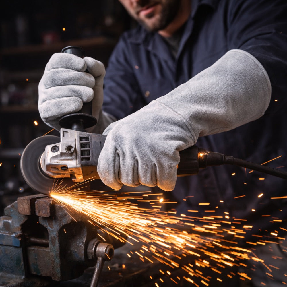 Luva de Raspa Contra Rasgos e Perfurações Com Reforço no Polegar e Indicador Punho 15 cm Fena Luvas C-15CRR C.A 8048