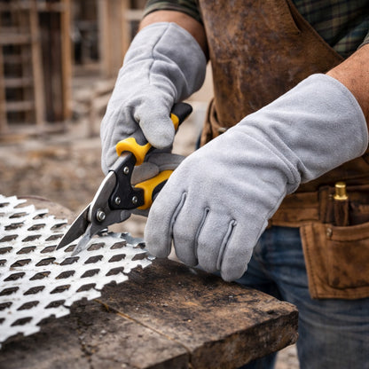 Luva de Raspa Contra Rasgos e Perfurações Com Reforço no Polegar e Indicador Punho 7cm Fena Luvas C-07CRR C.A 8048