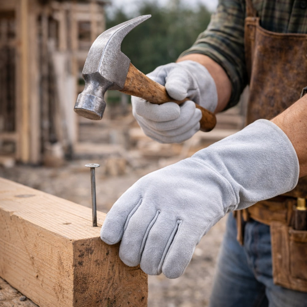 Luva de Raspa Contra Rasgos e Perfurações Com Reforço no Polegar e Indicador Punho 7cm Fena Luvas C-07CRR C.A 8048