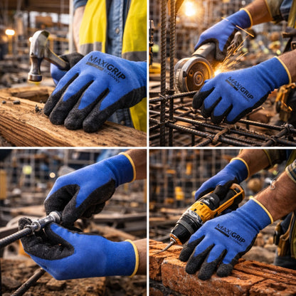 Luva de Proteção Alta Aderência Tricotada em Nylon com Banho em Látex na Palma Azul Danny Maxigrip Pro DA-12.700 C.A 31323