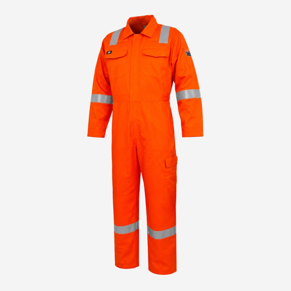 Macacão de Segurança Laranja Com Faixas Refletivas RF NR10 Antichama em Brim Padrão Petrobras C.A 43832