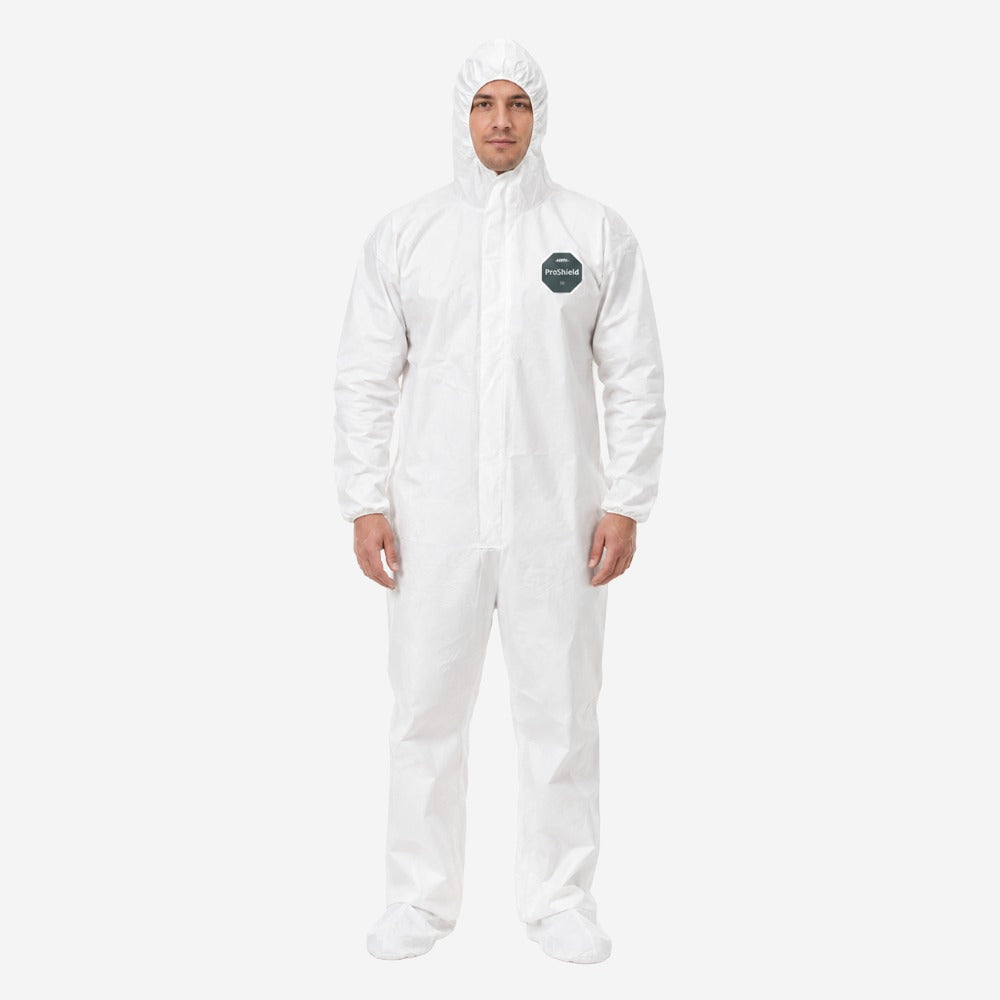 Macacão de Segurança Partículas e Respingos Tipo 5 e 6 Branco com Capuz DuPont ProShield 50 NB127S CA 38648