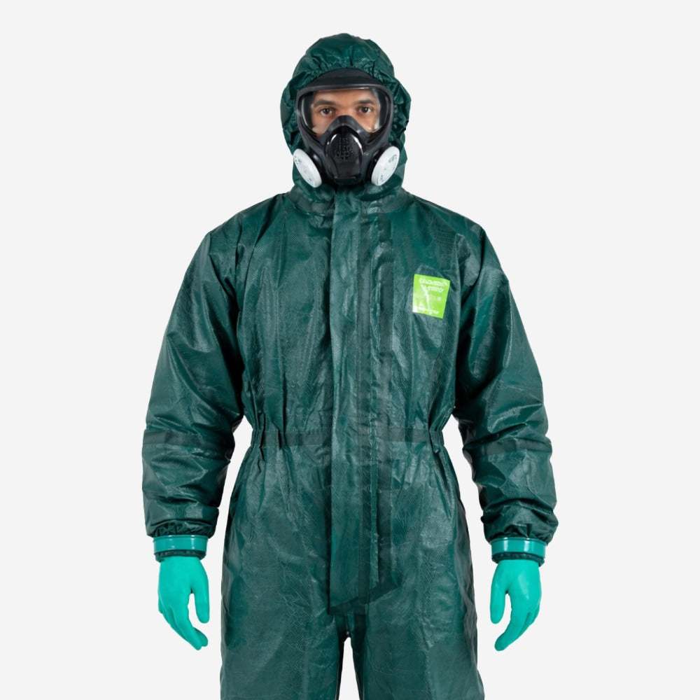 Macacão de Segurança Produtos Químicos Não Tecido Laminado Verde Ansell AlphaTec 4000 Modelo 111 C.A 39120