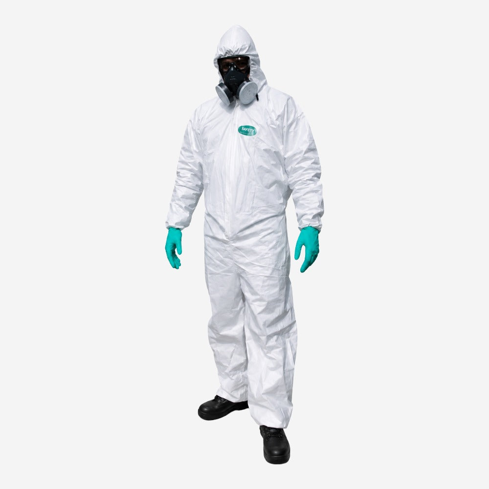 Macacão de Segurança Produtos Químicos Tipo 6 Indústria com Capuz Fechamento em Zíper Não Tecido Laminado Branco Super Safety SIMPROTEC-50 CA 36783