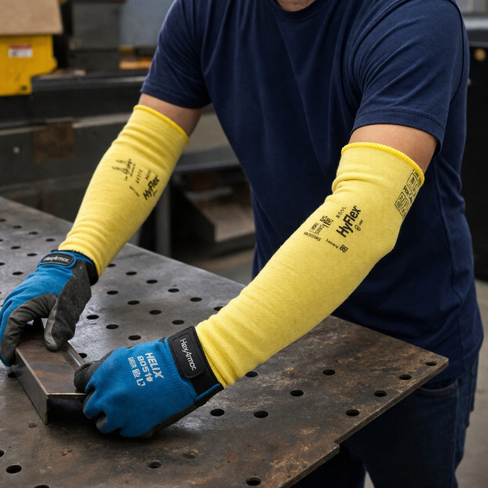 Mangote de Kevlar Anticorte Altas Temperaturas 100ºC 18 Polegadas 45cm Ansell HyFlex 70-118 C.A 12107