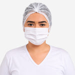 Máscara Descartável Tripla de TNT Branca com Elástico e Clip Nasal Pacote com 50 Prevemax RDES00140