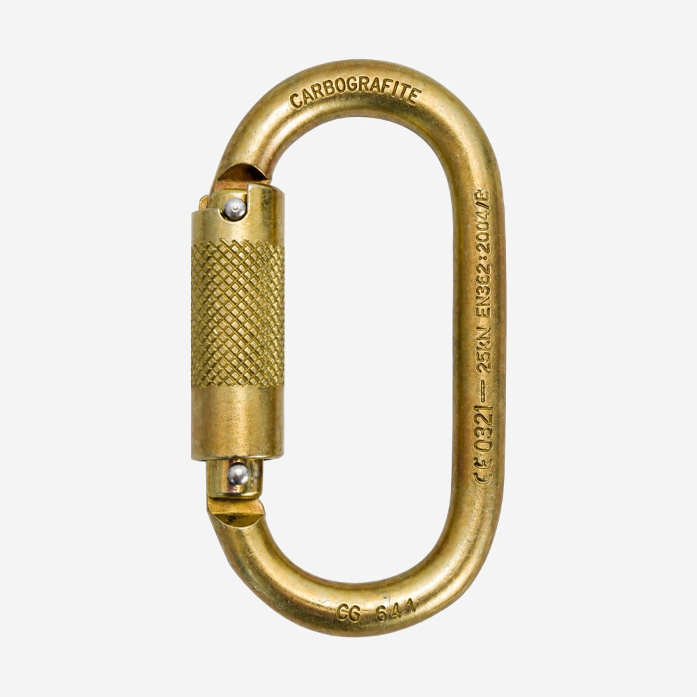 Mosquetão CG644 Oval em Aço Forjado com Tripla Trava 14mm para Trabalho em Altura Carbografite