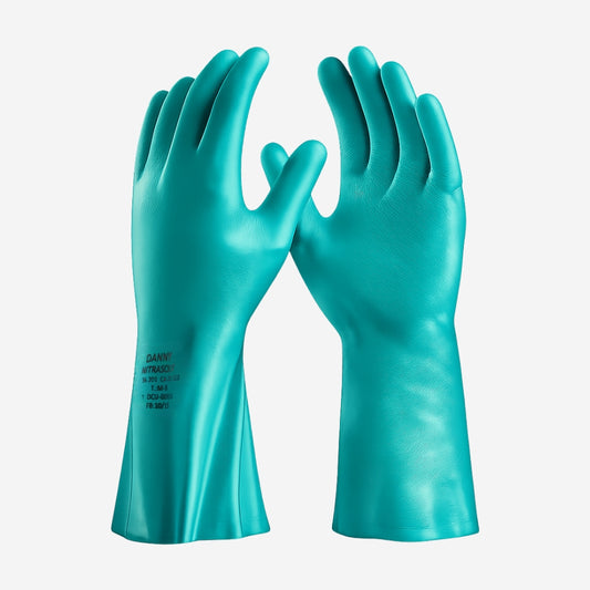 Luva de Proteção Produtos Químicos Borracha Nitrílica Verde Cano Longo de 33 cm Danny Nitrasolv DA-36.201 C.A. 25313