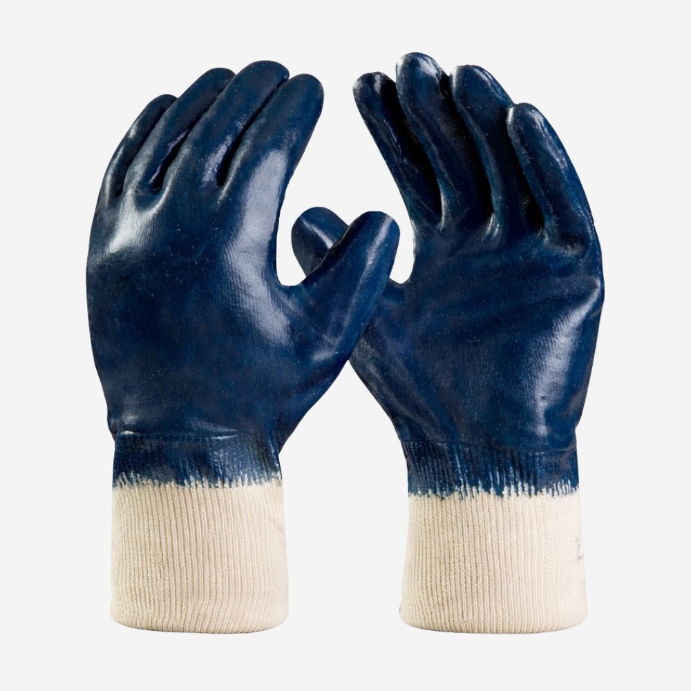 Luva de Proteção Produtos Químicos Abrasão Algodão com Banho Nitrílico Azul Danny Novadex Total DA-SN786 C.A. 43502
