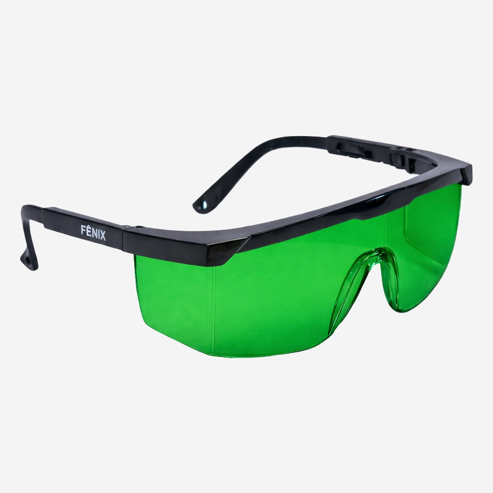 Óculos de Segurança Verde Frontal e Lateral Lente em Policarbonato Antirrisco UVA e UVB Armação de Nylon Danny Fênix DA-14.500 C.A 9722